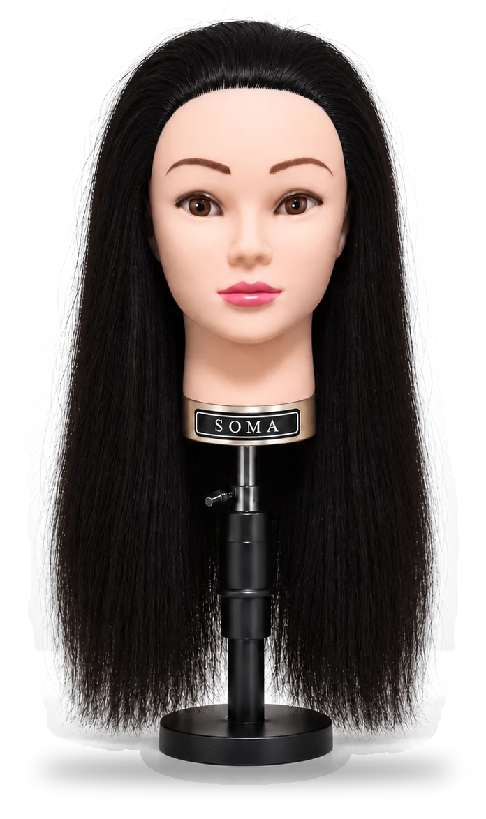 SOMA 인모 헤어마네킹 18인치 정면. 스탠드는 포함되지 않습니다.